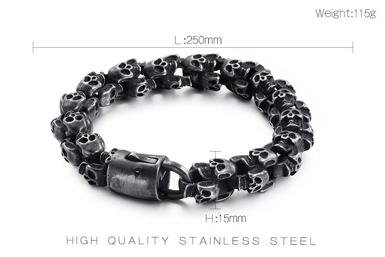 Gifts Vintage jewelry black stainless steel skeleton Skull Link Chain