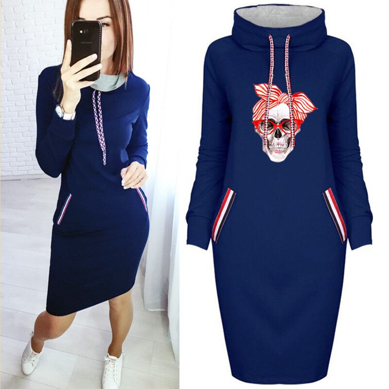 2020 Women Sexy Bodycon Dress Skull Printed Plus