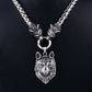 Men stainless steel necklace viking wolf head with Odin