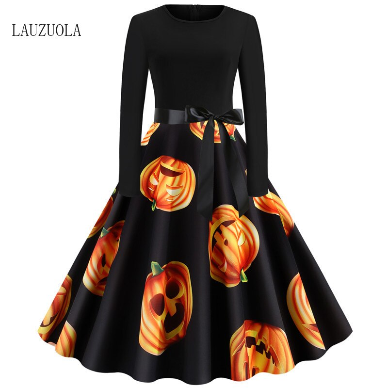 Bloody Skull Print Halloween Party Dresses