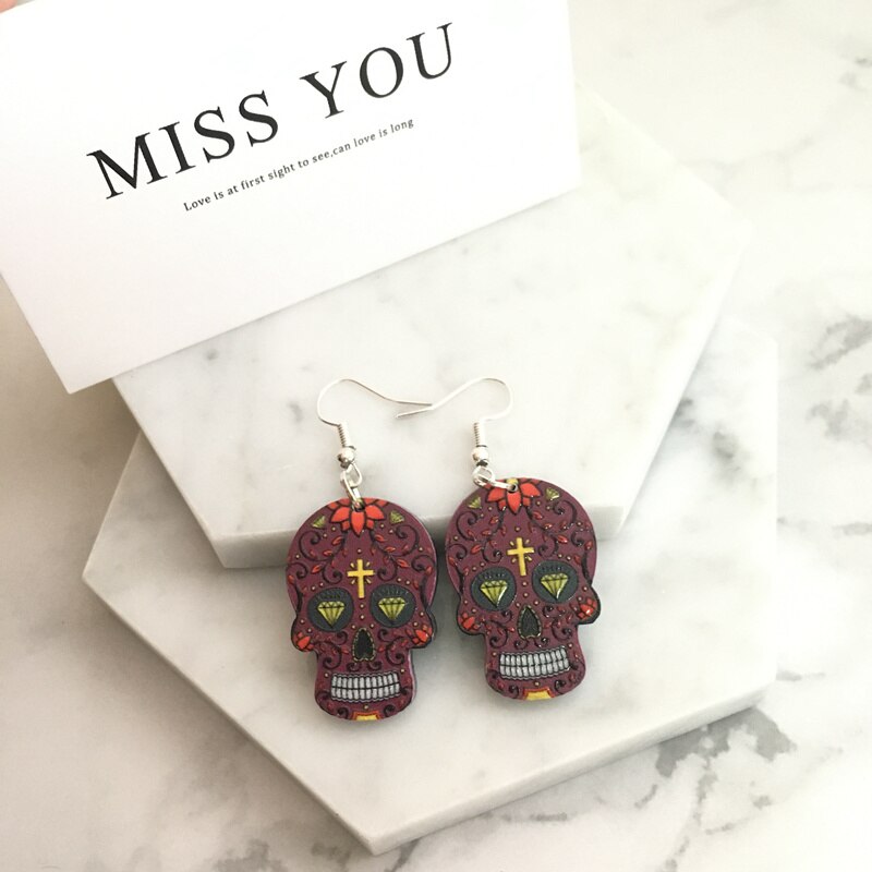 Sugar Skull -sweet whimsical skull Earrings Celebrate Mexican Day of the Dead