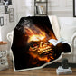 Double layer sugar skull blanket throw for sofa faux fur throw blanket