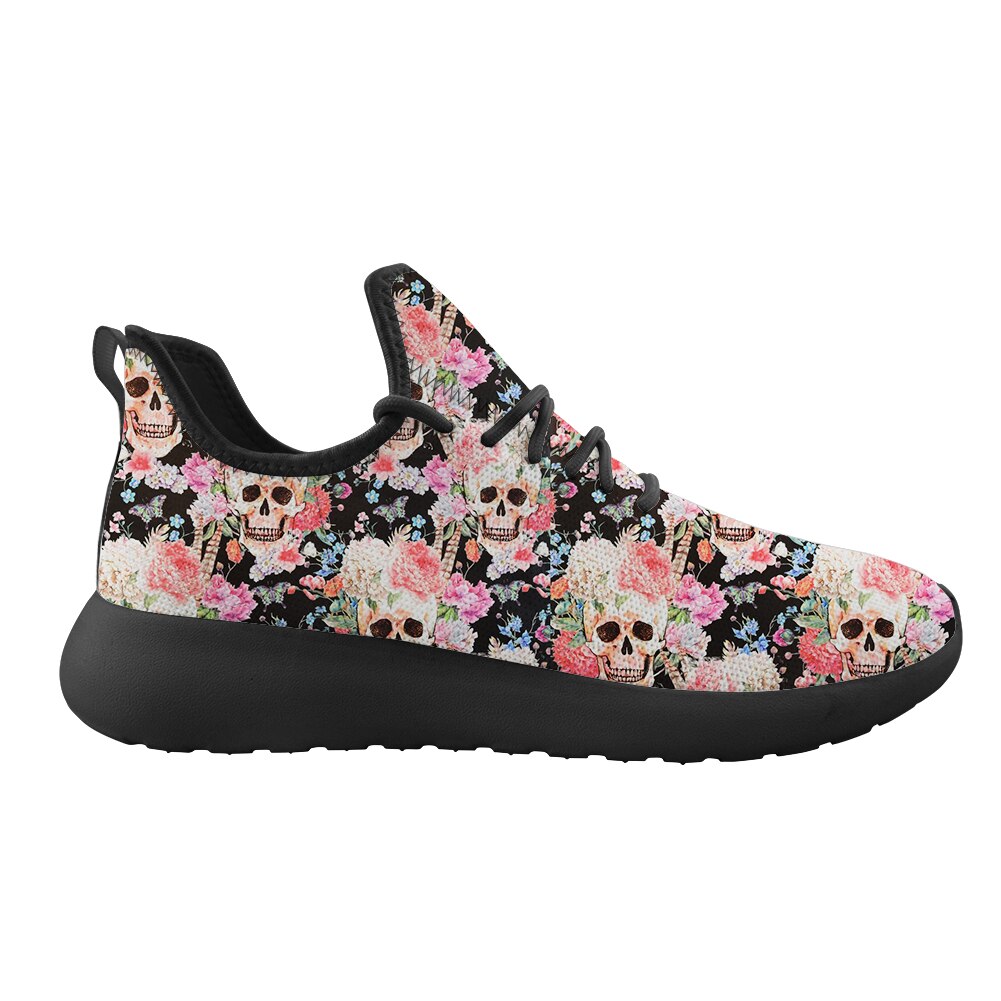 New Trendy Skull Flower 3D Pattern Men Comfortable Fly Weaving Shoes