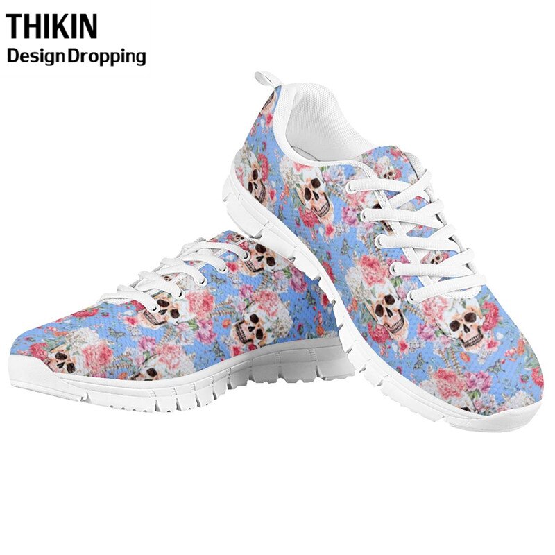 Stylish Skull Rose Floral Printing Women's Causal Shoes Woman