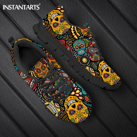 Sugar Skull Print Women Flats Shoes Summer Autumn Breathable Sneakers