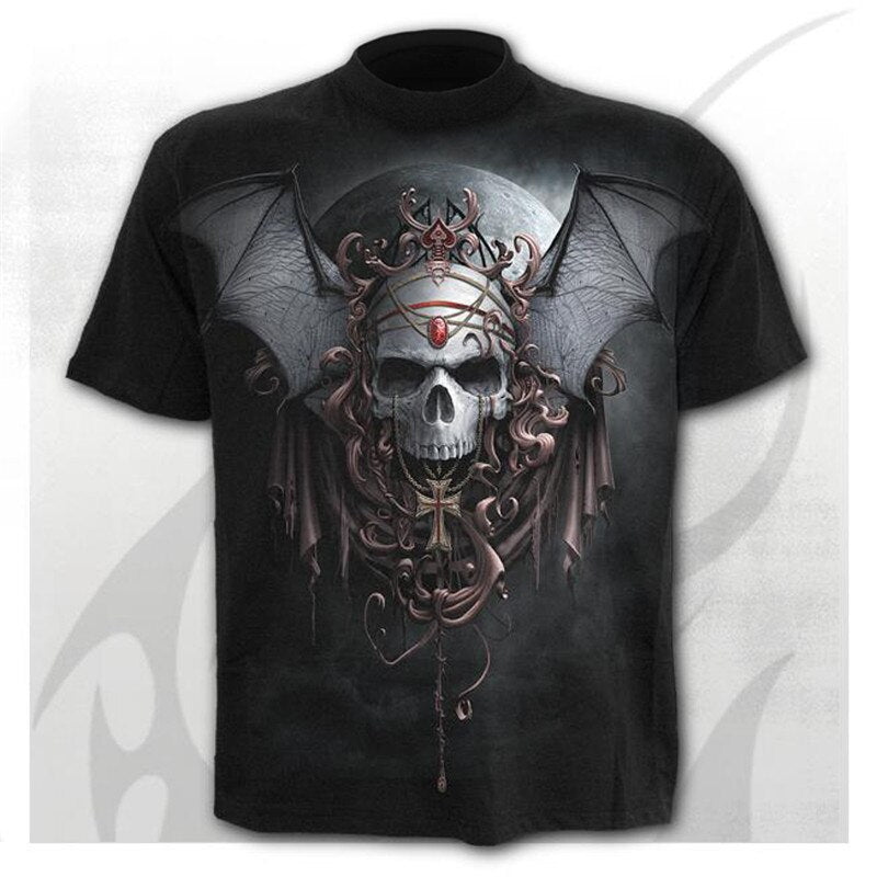 Skull t-shirt black t-shirt funny punk rock clothes 3d printing t-shirt