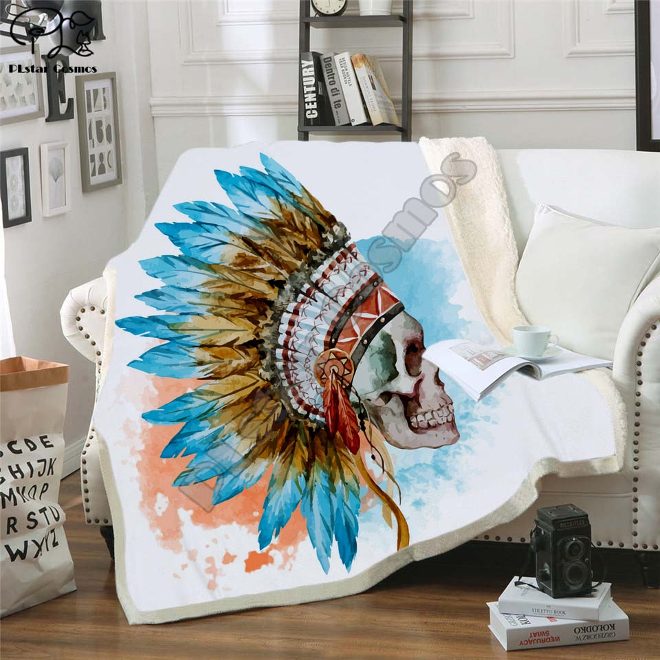 flower skull 3D Bedding Outlet good quality Blanket Sherpa Blanket