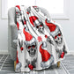 Skull Blanket Floral Skull Throw Blanket Black White Background Sherpa Flannel Blanket
