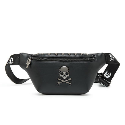 Rock Skull Unisex Belt Bag Rivet Chest Bag Luxury Waist Bag