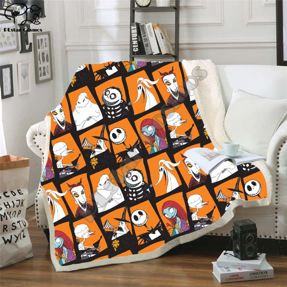 The Nightmare Before Christmas Jack Skull Sherpa Blanket  Plush Velvet Warm