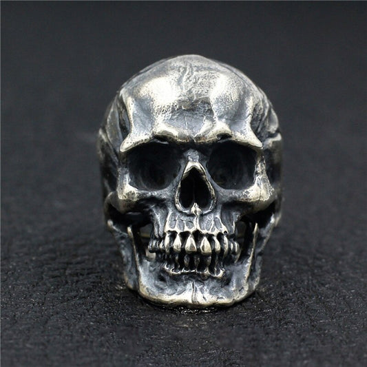 Heavy Punk Skull Rings For Men Real 925 Sterling Silver Jewelry Motorcycle Biker