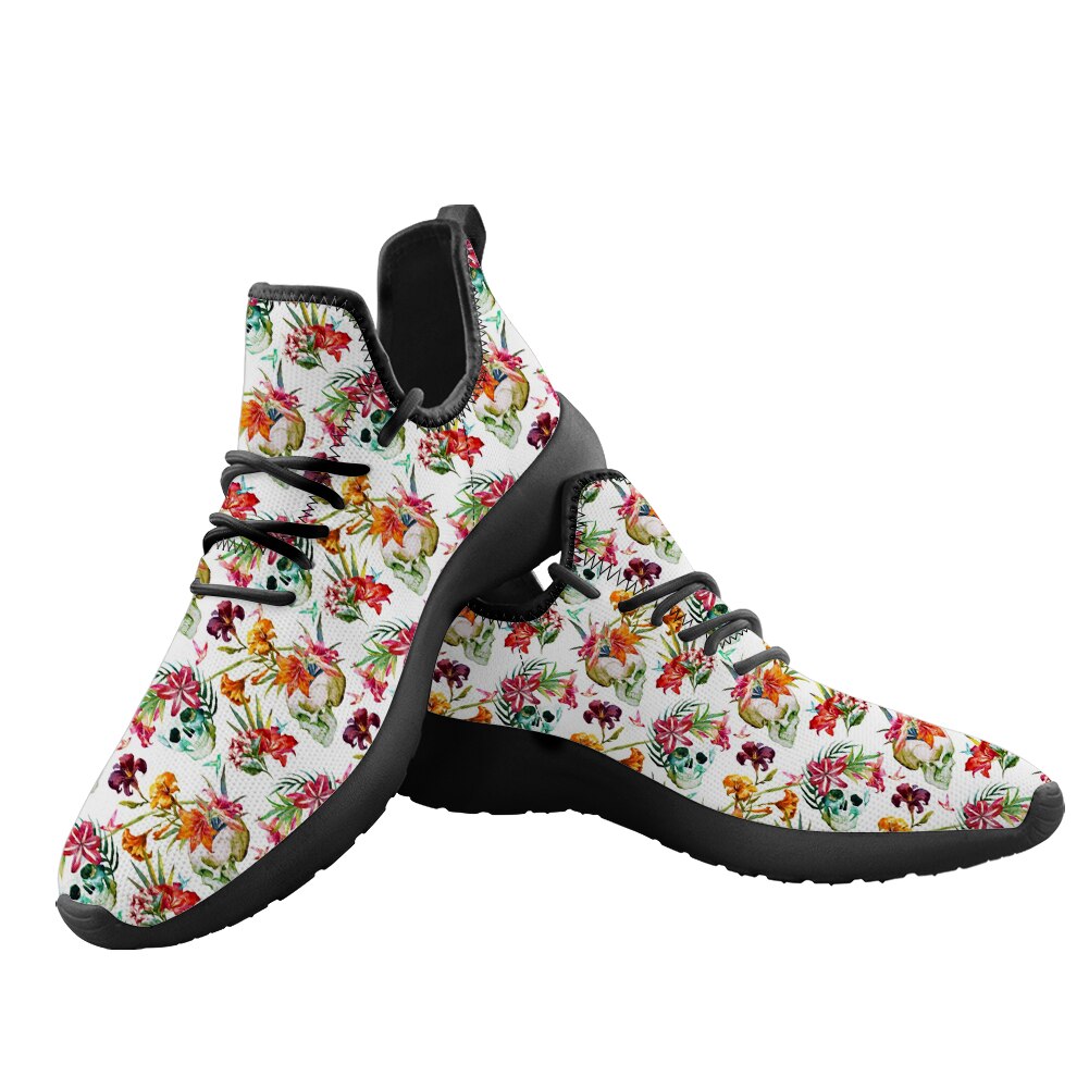 New Trendy Skull Flower 3D Pattern Men Comfortable Fly Weaving Shoes