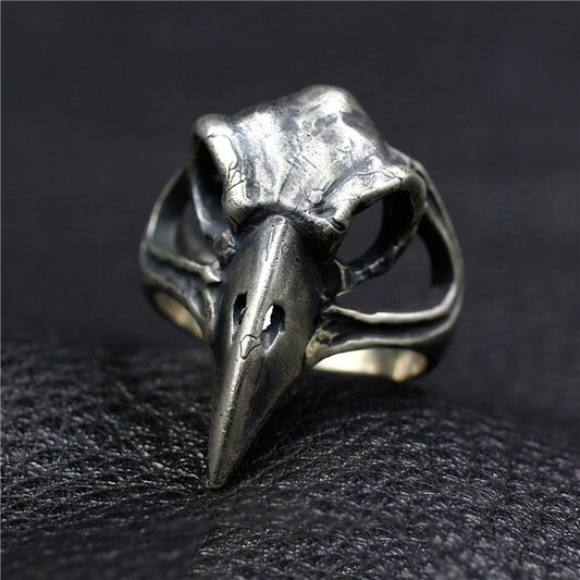 Solid 925 Sterling Silver Jewelry Skull Bird Rings For Men Antique Retro Punk