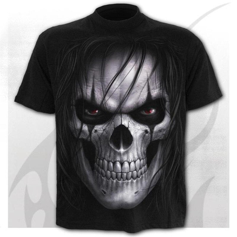 Skull t-shirt black t-shirt funny punk rock clothes 3d printing t-shirt