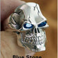 Sterling Silver CZ Eyes Skull Ring Mens Biker