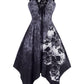 Plus Size Spider Web Handkerchief Lace-Up Halloween Dress