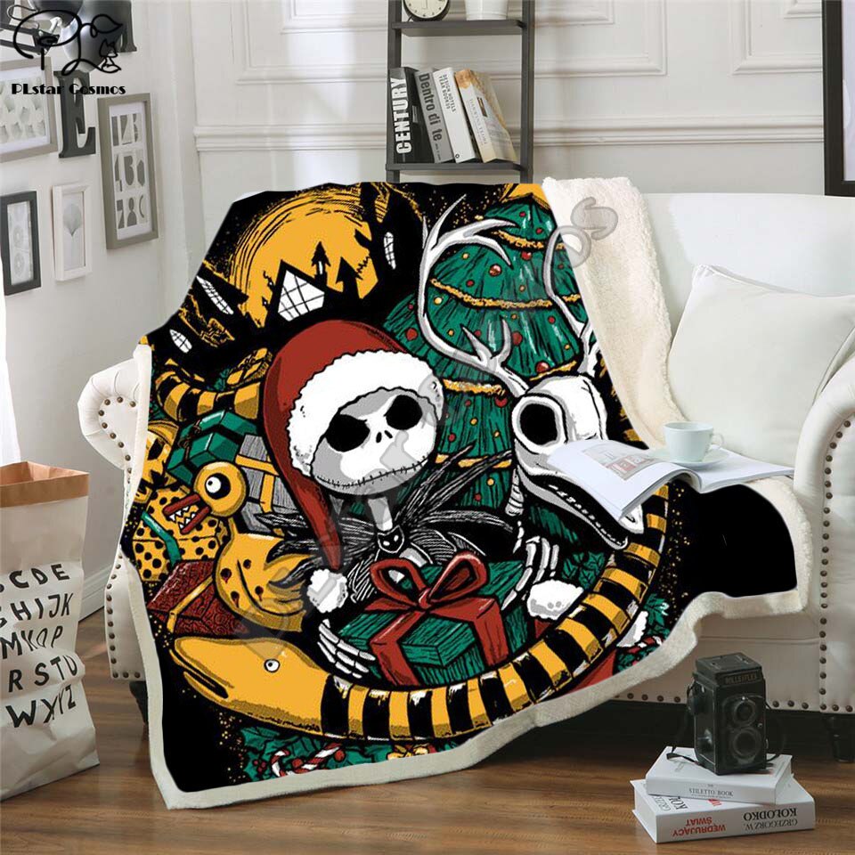 The Nightmare Before Christmas Jack Skull Sherpa Blanket  Plush