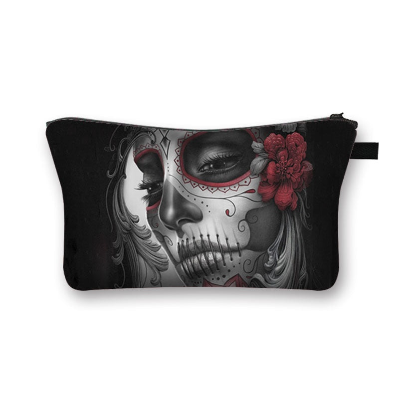 Gothic girs Cosmetic Case Women  Make up Bag Girls Skull print Cosmetic Bag