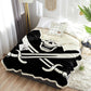 Sword Pirate Skull White Black Blanket Floral Fleece Blanket