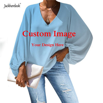 Women's Blouse Shirt Chemisier Chiffon Tops Tee Sexy V-neck