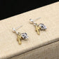 Real Pure 925 Sterling Silver Skull Earrings For Women With Gold