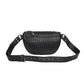 Men's Fashion Rivet Waist Bag Black PU Leather Belt bag