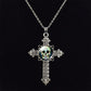 Sugar Skull Picture Glass Dome Cross Pendant Chain Necklace Punk Jewelry