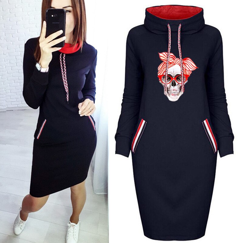 2020 Women Sexy Bodycon Dress Skull Printed Plus