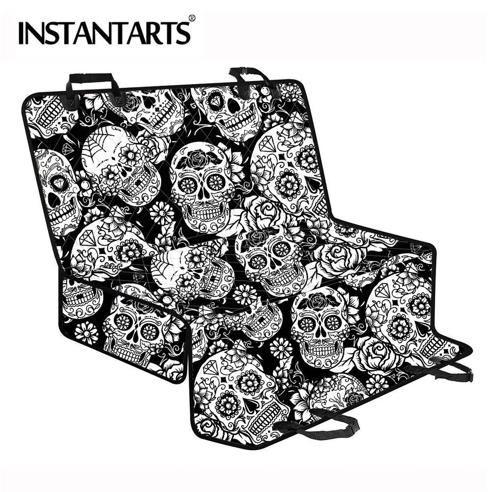 Sugar Skull Print Car Interior Accessories Cushions Non-slip Car Back Seat Cover