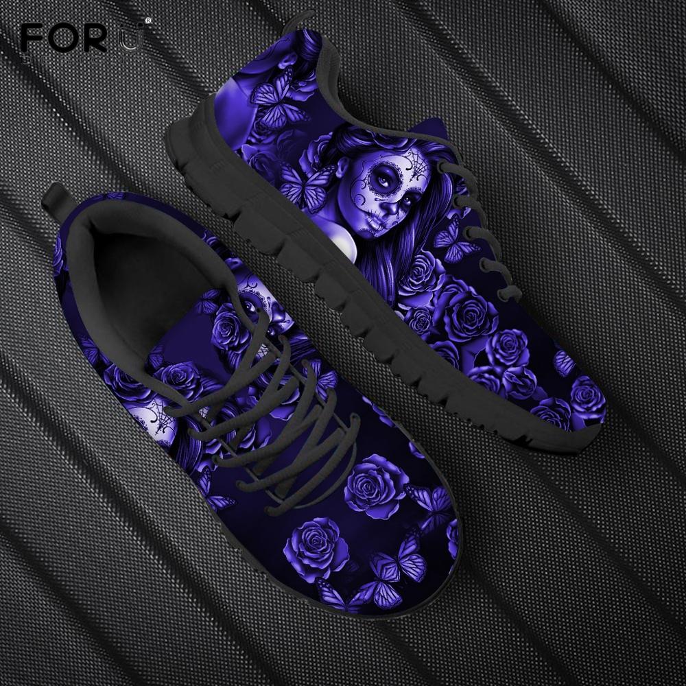 Sugar Skull Red Rose Floral Pattern Shoes Women Casual Spring/Autumn Sneakers