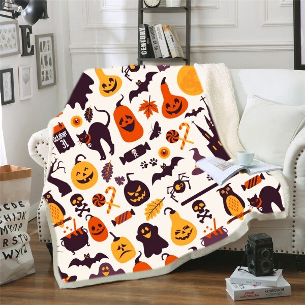 Cute Cats Throw Blanket on Sofa Bed Doodle Flowel Sherpa Fleece Blanket