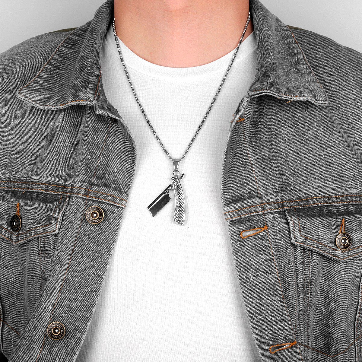 Haircut Razor Barber Long Men Necklaces Pendants Chain