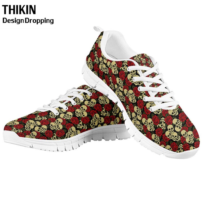 Stylish Skull Rose Floral Printing Women's Causal Shoes Woman