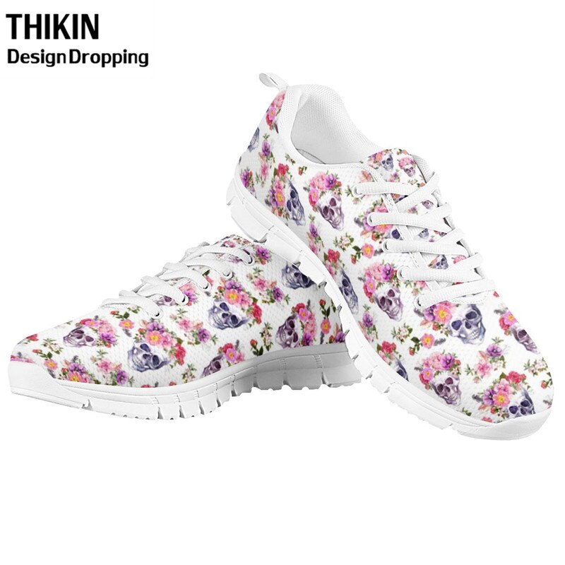 Stylish Skull Rose Floral Printing Women's Causal Shoes Woman