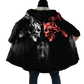 Winter Mens Cloak Fire Reaper Skull Tattoo 3D full Printing Fleece Hooded cloak Coat Unisex Casual Thick Warm Cape coat