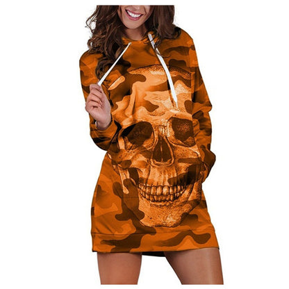 Skull Short Dress For Ladies Plus Size Fashion Women