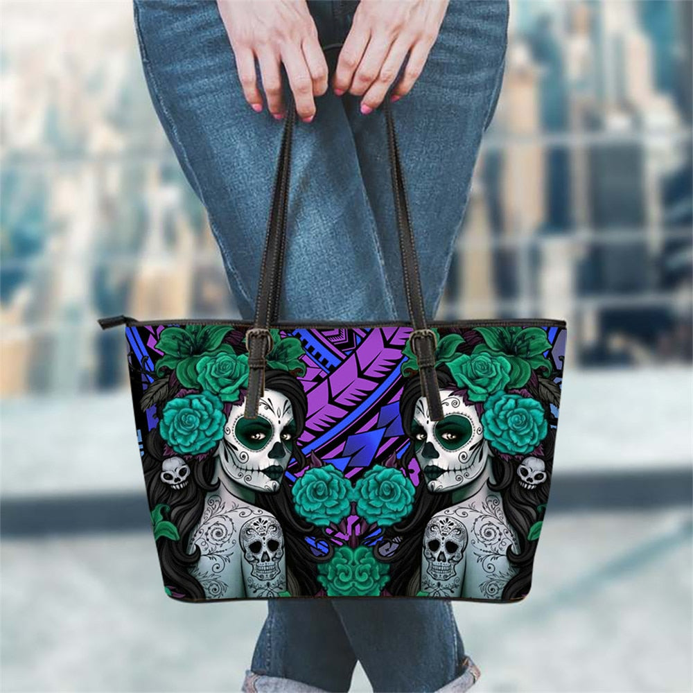 Gothic Girls Skull Brand Women's Bags High Quality Female Large Handbags Tote