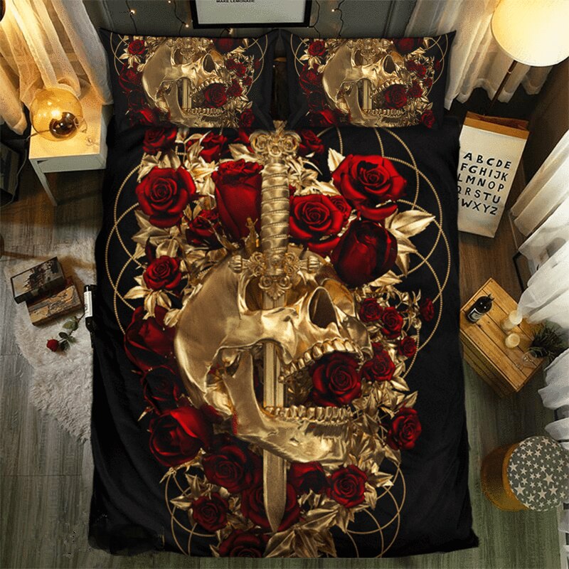 3d Sugar Skull Duvet Cover with Pillowcases Skull Luxury Bedding