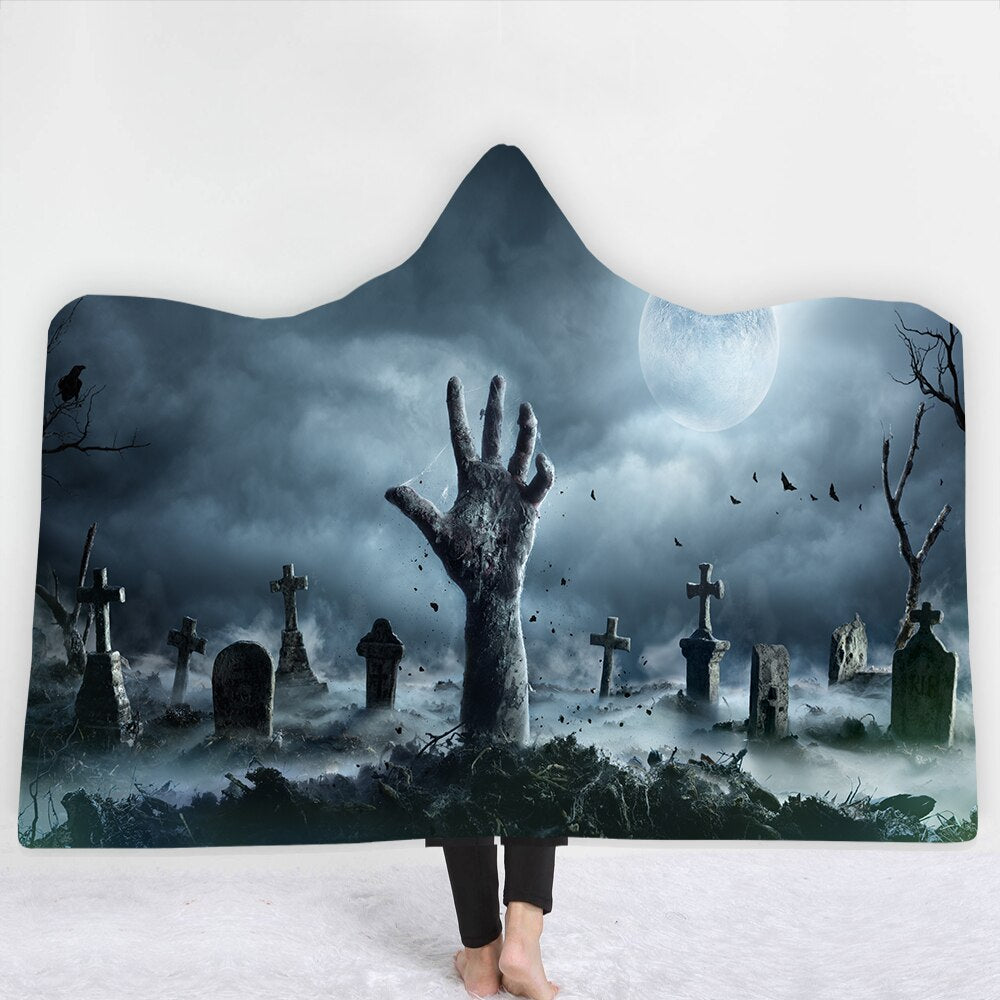 Halloween Skull Series Sherpa Fleece Hooded Blanket