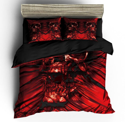 2/3Pcs Custom Red sugar skull bedding sets queen size 3d duvet cover
