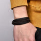 2pcs/set Black Leather Bracelets Men Natural Stone Beaded Stainless Steel