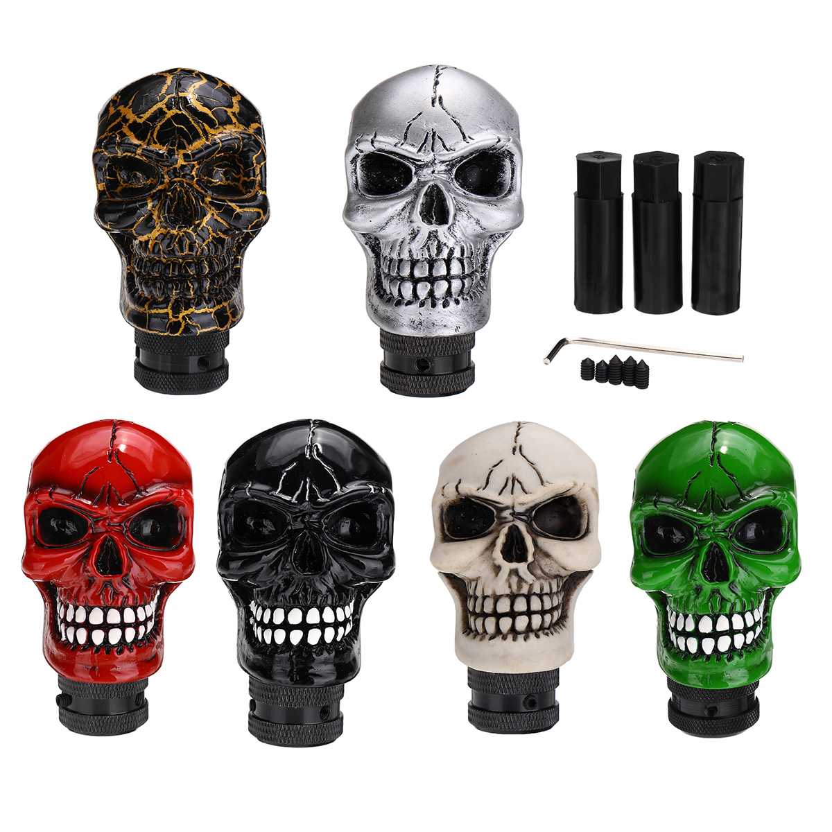 Universal Skull Head Style Manual Gear Shift Knob Lever Shifter Gear Handle Stick