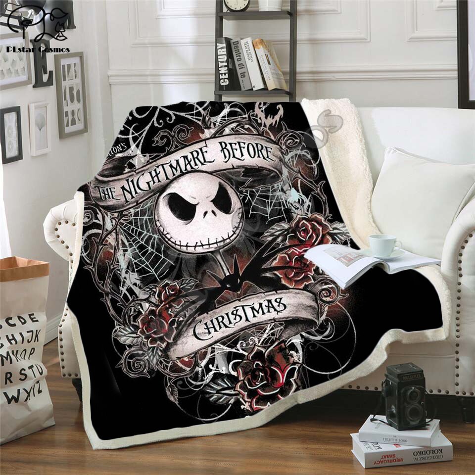 The Nightmare Before Christmas Jack Skull Sherpa Blanket  Plush Velvet Warm