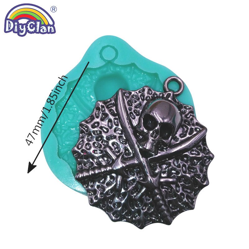 Skull Head Cross Pendant Silicone Mold For Hip Hop Punk Necklace Resin