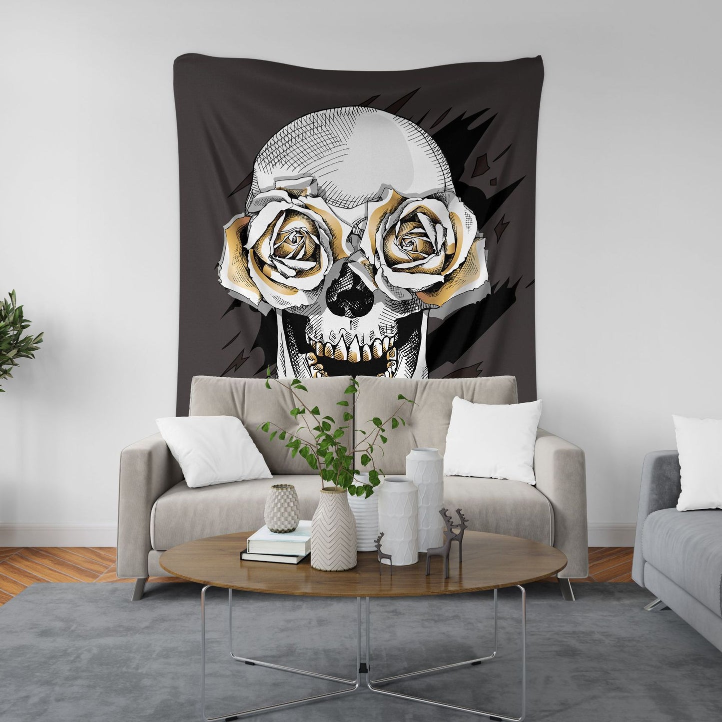 Cartoon Skull Pattern Tapestry Blanket Wall Hanging Tapestries Home
