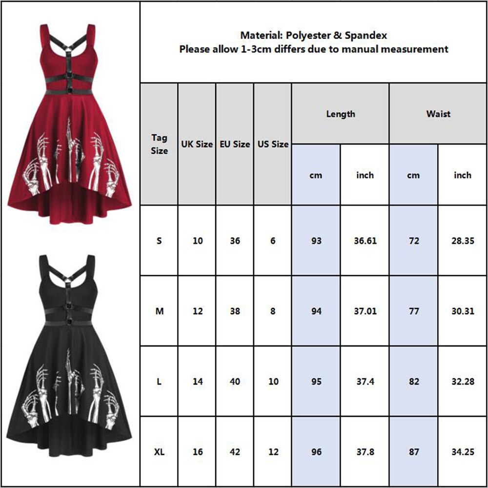 Women Sexy Gothic Dress Halloween Costume Hollow Out Skull