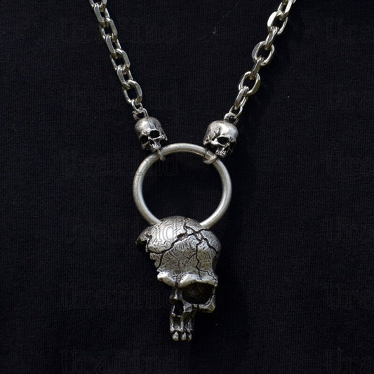 Half Skull Pendant Necklace For Men Metal Biker Necklace Gothic Punk Jewelry