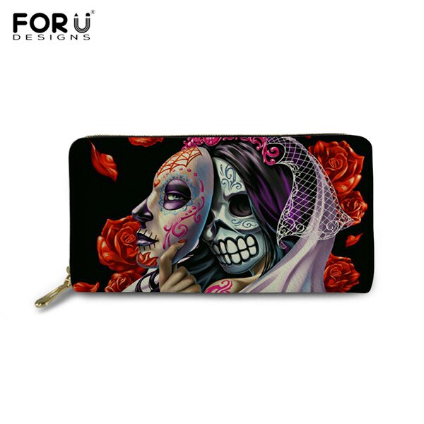 Sugar Skull Girls Print Luxury Handbags Rose Gothic Bags & wallet