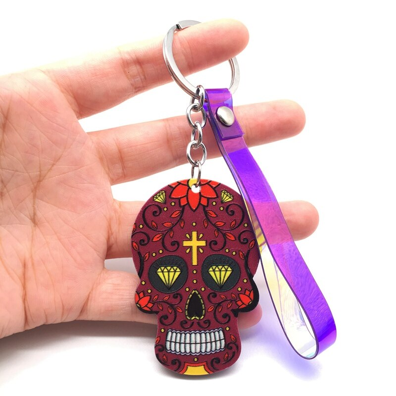 Keychain Calavera Sweet Whimsical Skull Key chain Keyring