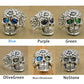 925 Sterling Silver Flower Skull CZ Eyes Mens Biker Rocker Punk Ring US Size 7~15